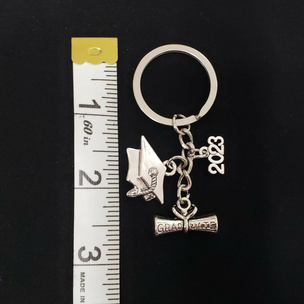 Class of 2023 Graduate Key Chain Cap Tassel Diploma Key Ring College High School - Picture 6 of 6